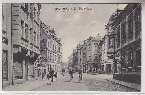 69473 Feldpost Ak Kirchberg in Sachsen Brühlplatz mit Drogerie 1918