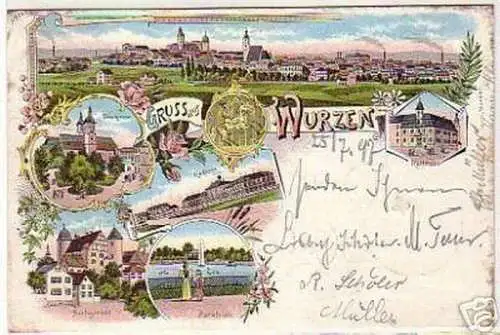 06192 Ak Lithographie Gruss aus Wurzen Kaserne usw.1897