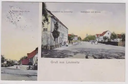 99938 Mehrbild Ak Gruß aus Leutewitz Gasthof und Dorfstrasse 1913