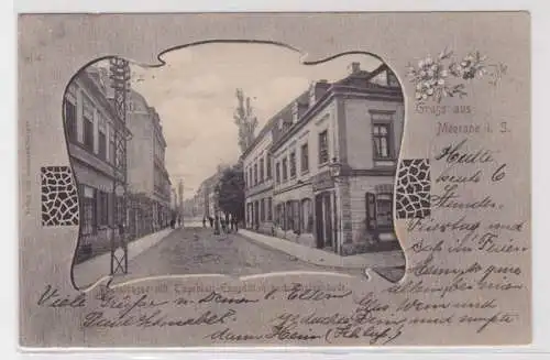 98288 Ak Gruß aus Meerane Poststraße mit Tageblatt Expedition 1902