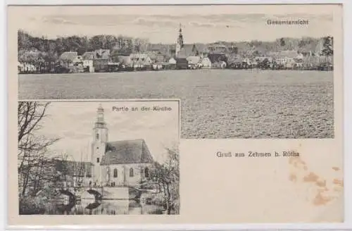 95353 Mehrbild Ak Gruß aus Zehmen bei Rötha Partie an der Kirche 1926