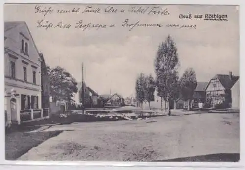 95473 Ak Gruß aus Röthigen Gänse auf dem Dorfplatz 1928