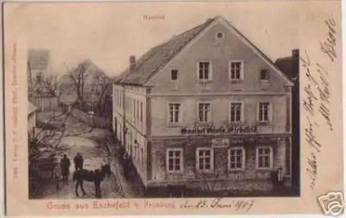 04136 Ak Gruß aus Eschefeld bei Frohburg Gasthof 1907