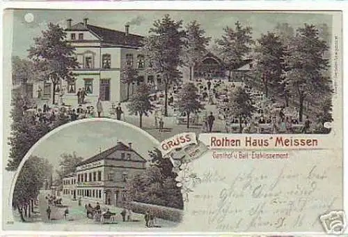 06624 Mondscheinkarte Gruß aus Meißen Gasthof 1904