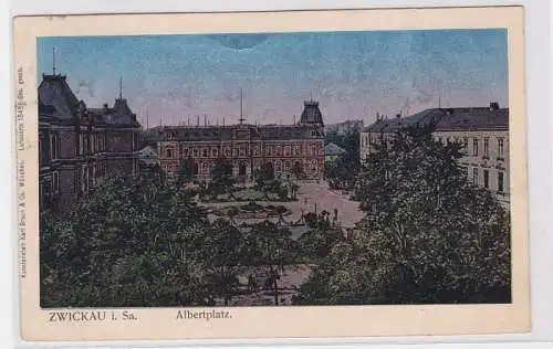 94673 Lunakarte Ak Zwickau in Sachsen Albertplatz 1907