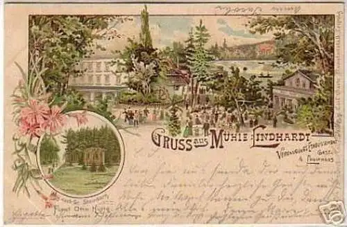 04932 Ak Lithographie Gruss aus Mühle Lindhardt 1900