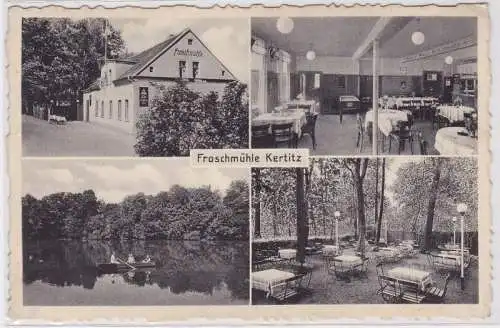 91847 AK Froschmühle Kertitz - Gasthof Außen- und Innenansich, Gartenpartie 1939