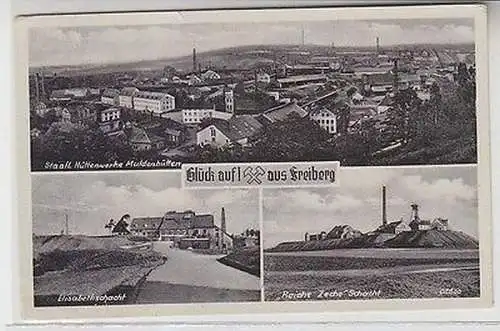 63548 Mehrbild Ak Glück auf! aus Freiberg Elisabethschacht usw. 1940