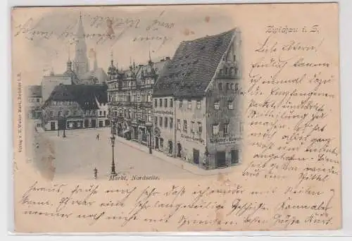 87075 AK Zwickau i.S. - Markt, Nordseite mit Kirche, Kräutergewölbe, Apotheke