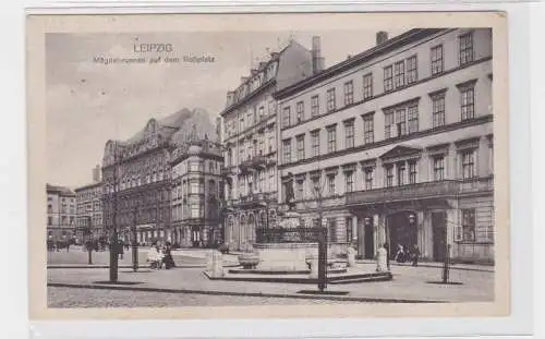 87306 AK Leipzig - Mägdebrunnen auf dem Roßplatz mit Sonderstempel 1915