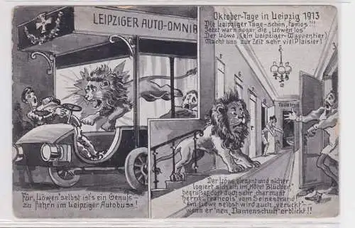 87545 AK Oktober-Tage in Leipzig 1913, Abbildungen anlässlich der Löwenjagd