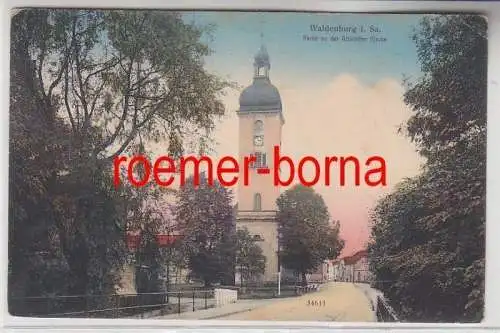 71836 Ak Waldenburg in Sachsen Partie an der Altstädter Kirche um 1915