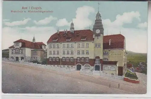 70810 Ak Aue im Erzgebirge Realschule und Mädchenbürgerschule um 1910