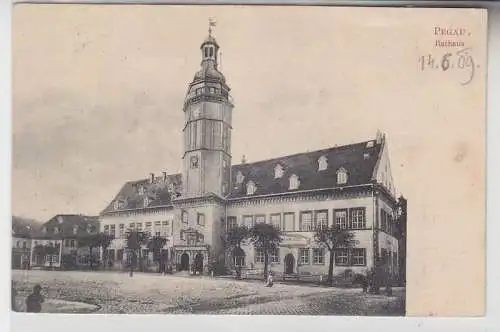 68457 Ak Pegau Rathaus mit Ratskeller 1909