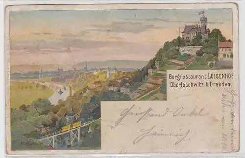 68654 Ak Lithographie Oberloschwitz bei Dresden Bergrestaurant Luisenhof 1899