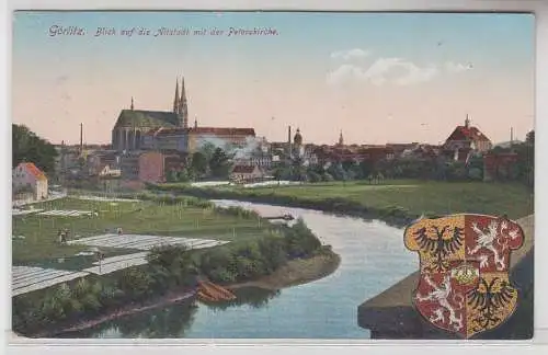 68797 Wappen Ak Görlitz Blick auf die Altstadt mit der Peterskirche 1915