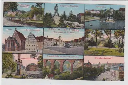 68862 Mehrbild Ak Freiberg Postplatz, Bergmanns Standbild, Kreuzteich usw. 1910