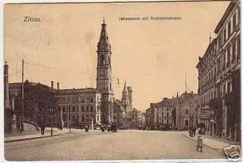 00935 Ak Zittau Johanneum mit Bautznerstraße um 1920