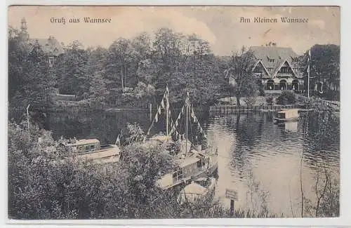 71523 Ak Gruß aus Wannsee, Am Kleinen Wannsee, 1912