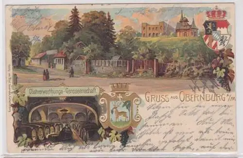 55313 Ak Lithographie Gruss aus Obernburg a.M. - Oberverwerthungs-Genossenschaft