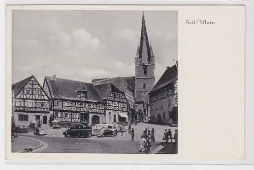 91905 Ak Zeil am Main Platz mit parkenden Autos 1959