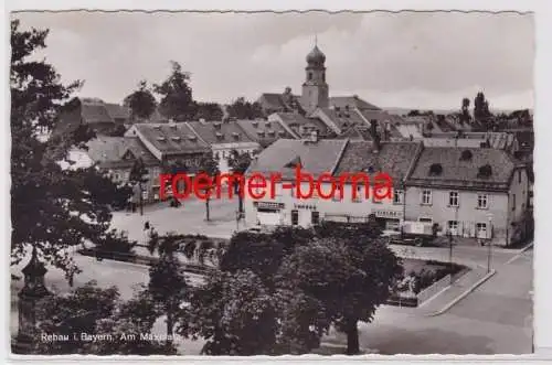 84252 Foto Ak Rehau i. Bayern Am Maxplatz mit Glaserei und Fischladen um 1950