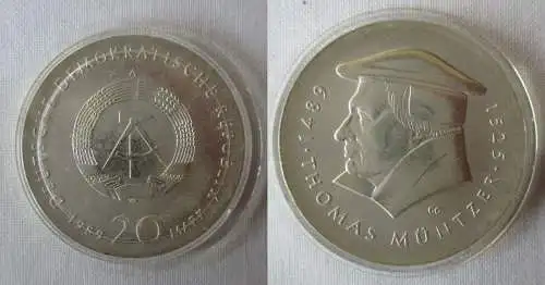 DDR Gedenk Münze 20 Mark Thomas Müntzer 1989 Stempelglanz (168122)