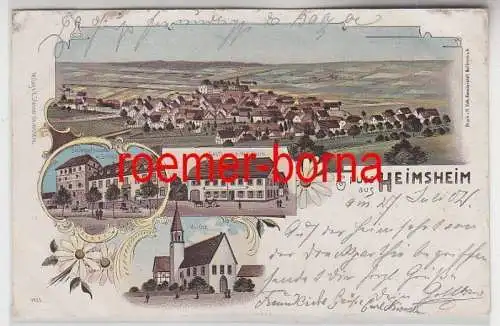 80279 Ak Lithographie Gruss aus Heimsheim Gasthaus usw. 1902