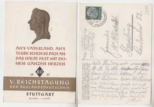 69966 Ak V. Reichstagung der Auslandsdeutschen Stuttgart 28.8.-5.9.1937 Schiller