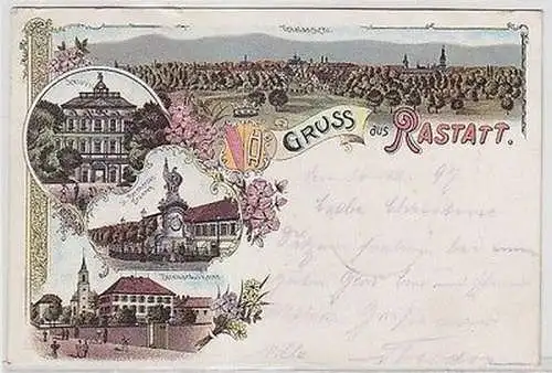 64232 Ak Lithographie Gruß aus Rastatt 1897