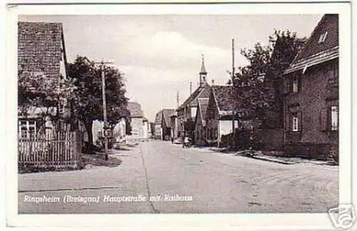 06491 Ak Ringsheim Hauptstraße mit Rathaus um 1940