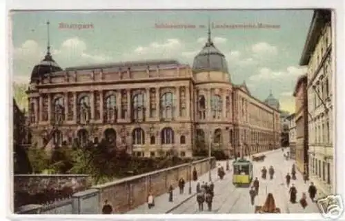 07511 Ak Stuttgart Schloßstraße mit Straßenbahn um 1920