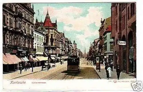 29009 Ak Karlsruhe Kaiserstraße mit Straßenbahn 1905