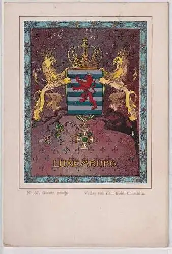 904829 Wappen Ak Lithographie Großherzogtum Luxemburg um 1900