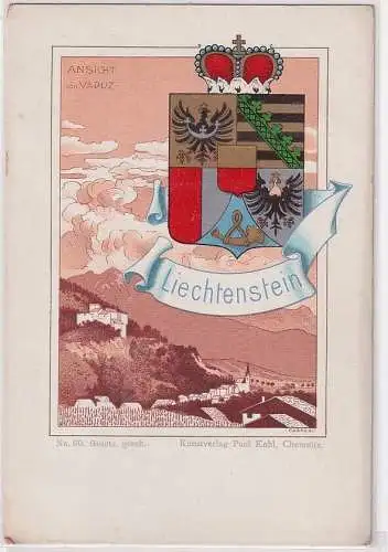 40463 Wappen Ak Lithographie Fürstentum Liechtenstein um 1900