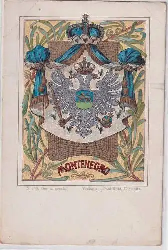 19766 Wappen Ak Lithographie Königreich Montenegro um 1900