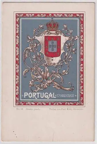 74861 Wappen Ak Lithographie Königreich Portugal um 1900