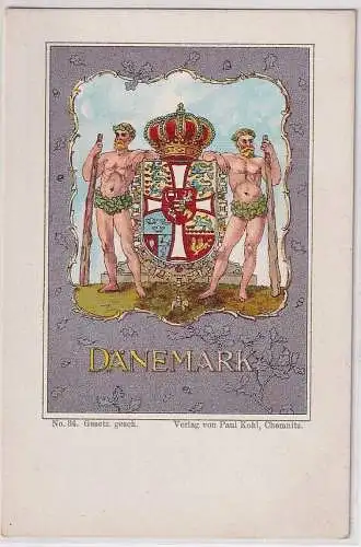 901686 Wappen Ak Lithographie Königreich Dänemark um 1900