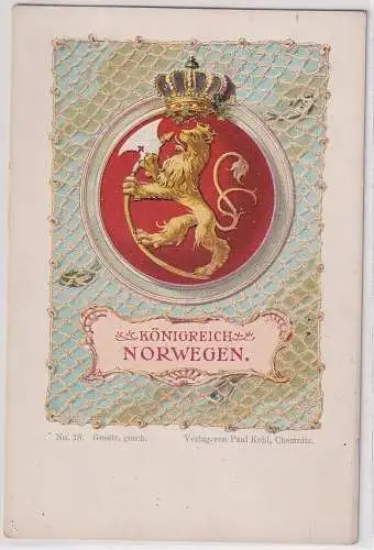 907170 Wappen Ak Lithographie Königreich Norwegen um 1900