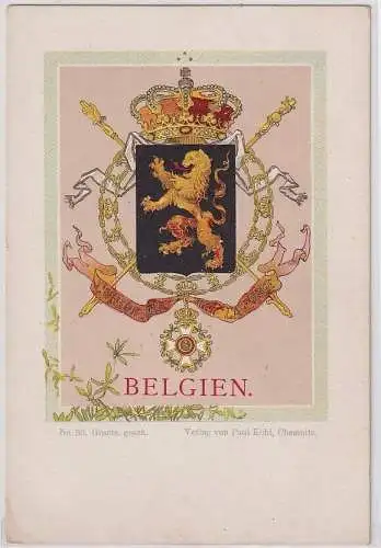 907355 Wappen Ak Lithographie Königreich Belgien um 1900