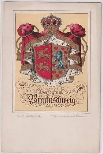 41517 Wappen Ak Lithographie Herzogtum Braunschweig um 1900