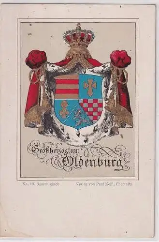 26799 Wappen Ak Lithographie Großherzogtum Oldenburg um 1900