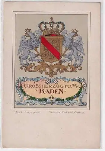 908440 Wappen Ak Lithographie Großherzogtum Baden um 1900