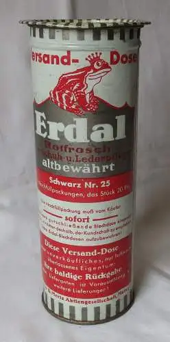 Antike ERDAL Frosch Wachs Blech Dose seltene Rotfrosch Deckeldose um 1940/108669