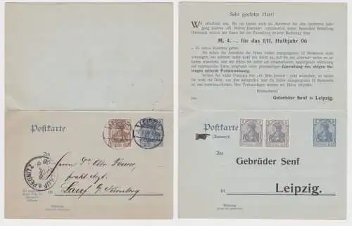 18743 DR Ganzsachen Postkarte P66 Zudruck Gebrüder Senf Leipzig 1906