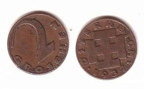 2 Groschen Kupfer Münze Österreich 1937