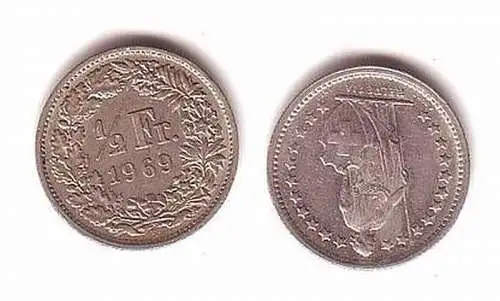 1/2 Franken Nickel Münze Schweiz 1969