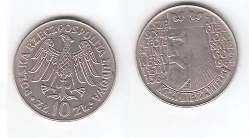 10 Zloty Kupfer Nickel Münze Polen 1964, 600. Jahrestag der Universität Krakau