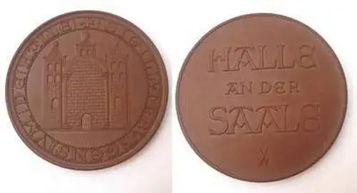 DDR Porzellan Medaille Halle an der Saale um 1980