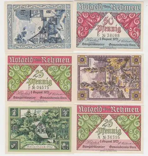 kompl. Serie mit 6 Banknoten Notgeld Gemeinde Rehmen Thüringen 1921